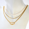 Ruth Double Chain Lock necklace / 18K Gold Plated view 5