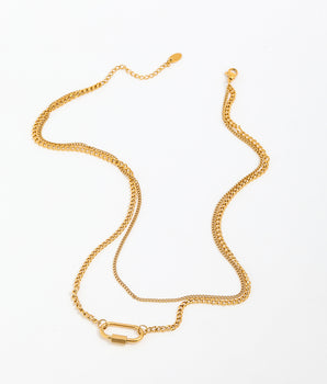 Ruth Double Chain Lock necklace / 18K Gold Plated