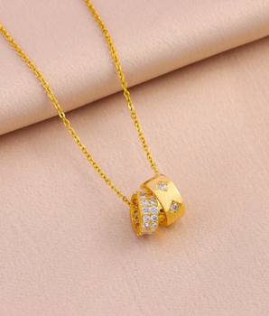 Suzanne Double Ring Necklace / 18K Gold Plated - Nina Kane Jewellery