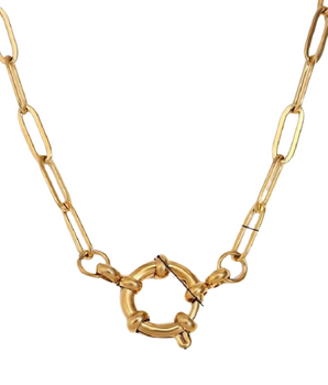 The Charlie Paperclip Charm Necklace / 18K Gold Plated - Nina Kane Jewellery