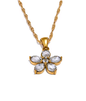 The Crystal Bloom Necklace / 18K Gold Plated - Nina Kane Jewellery