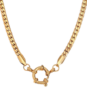 The Curb Chain Charm Necklace / 18K Gold Plated - Nina Kane Jewellery