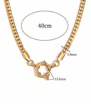 The Curb Chain Charm Necklace / 18K Gold Plated - Nina Kane Jewellery