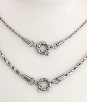 The Silver Twist Charm Necklace / Stainless Steel - Nina Kane Jewellery
