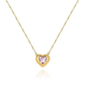 Valentina Pink Heart Necklace / 18K Gold Plated view 1