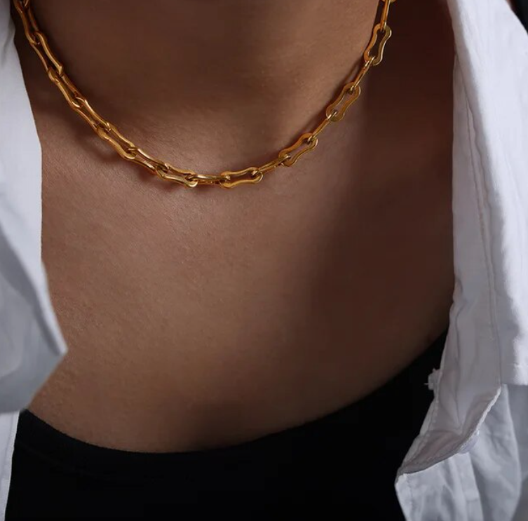 Wendy Geometric Chain Necklace / 18K Gold Plated
