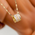 White Elisabeth Totem Barrel Stripe Necklace / Stainless Steel view 4