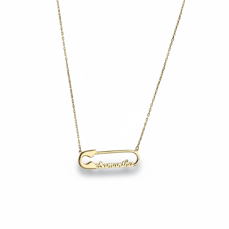 Personalised Safety Pin Name Necklace