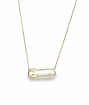 Personalised Safety Pin Name Necklace - Nina Kane Jewellery