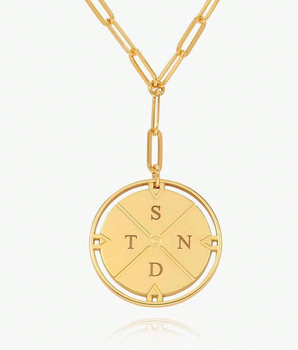 Rachel Personalised Compass Necklace / 18K Gold Plated - Nina Kane Jewellery