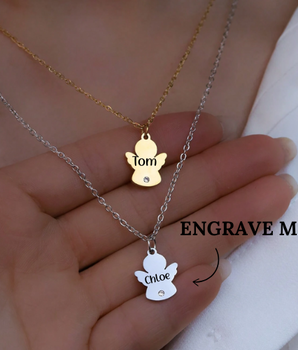 Amira Personalised Angel Necklaces / 18K Gold Plated - Nina Kane Jewellery