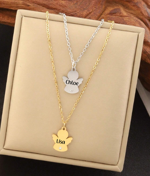 Amira Personalised Angel Necklaces / 18K Gold Plated - Nina Kane Jewellery