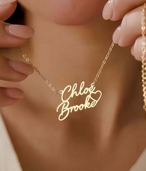 Belle Double Name Personalised Necklace / Stainless Steel - Nina Kane Jewellery