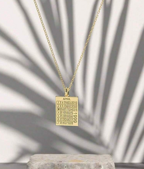 Birth Date Calender Custom Necklace / 24K Gold Plated - Nina Kane Jewellery