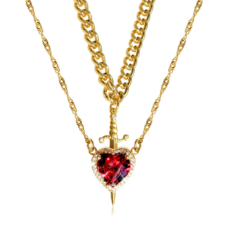 Capulet 2 in 1 Heart & Sword Double Necklace