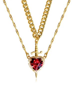 Capulet 2 in 1 Heart & Sword Double Necklace / 18K Gold Plated - Nina Kane Jewellery