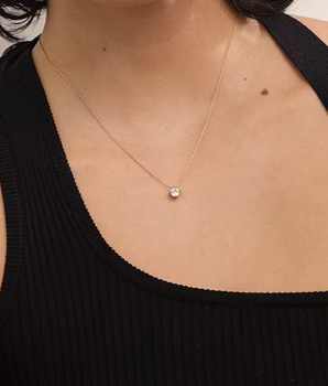 Dainty Solitaire Gemstone Necklace / 18K Gold Plated - Nina Kane Jewellery