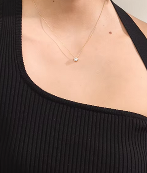 Dainty Solitaire Gemstone Necklace / 18K Gold Plated - Nina Kane Jewellery