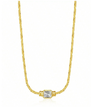 Elianne Herringbone Diamond Necklace / 18K Gold Plated - Nina Kane Jewellery