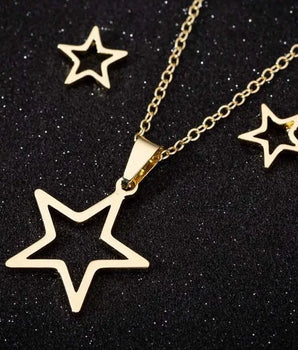 Elle Star Necklace & Earrings Set /  Stainless Steel - Nina Kane Jewellery
