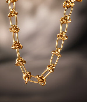 Estera Knot Link Chain Necklace /18K Gold Plated - Nina Kane Jewellery
