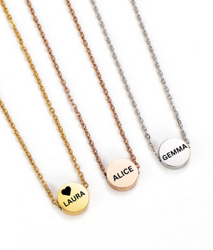 Melanie Round Engravable Pendants / 18K Gold Plated - Nina Kane Jewellery