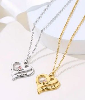 Naples Personalised Heart Pendants / 18K Gold Plated - Nina Kane Jewellery