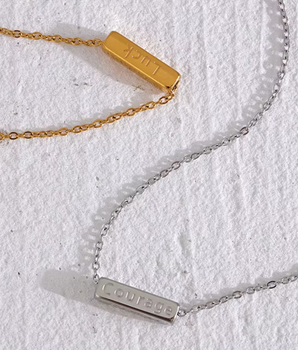 Positivity 4 Sided Bar Necklace / 18K Gold Plated - Nina Kane Jewellery