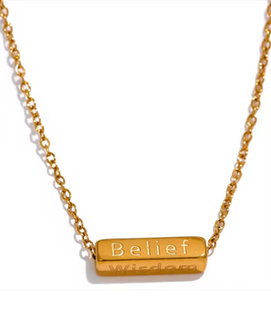 Positivity 4 Sided Bar Necklace / 18K Gold Plated - Nina Kane Jewellery