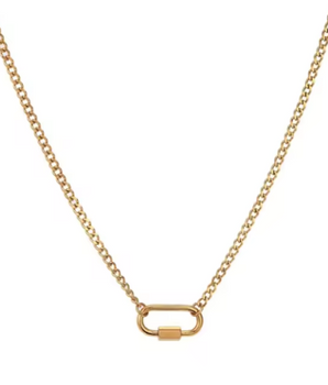 Sophia Lock Pendant Necklace / 18K Gold Plated - Nina Kane Jewellery