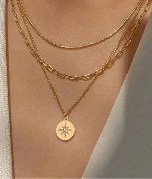 The Giselle Layered Necklace / 18K Gold Plated - Nina Kane Jewellery