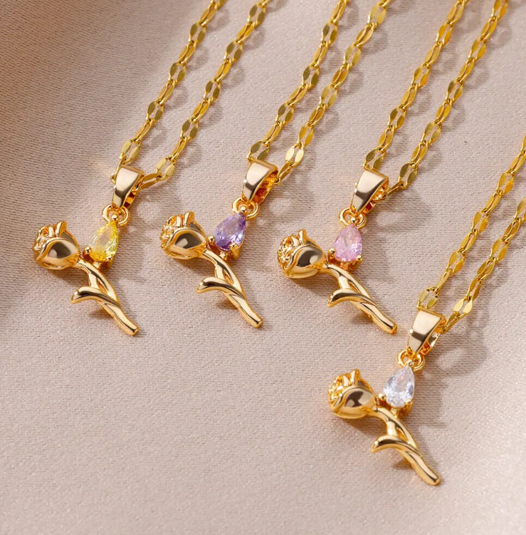 Serena Rose Crystal Necklaces / Stainless Steel