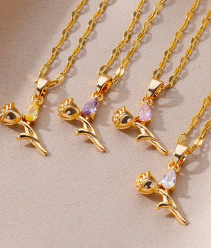 Serena Rose Crystal Necklaces / Stainless Steel - Nina Kane Jewellery