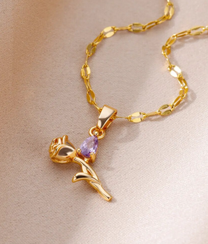 Serena Rose Crystal Necklaces / Stainless Steel - Nina Kane Jewellery