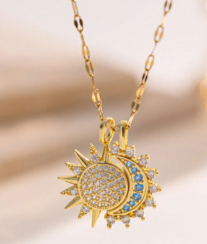 The Sun & Moon Double Necklaces / 18K Gold Plated - Nina Kane Jewellery