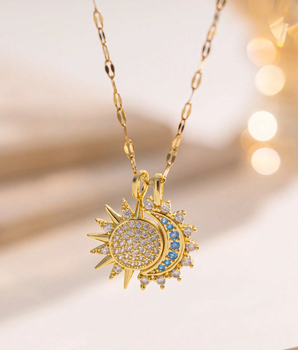 The Sun & Moon Double Necklaces / 18K Gold Plated - Nina Kane Jewellery