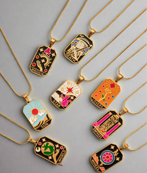Hecate Oil Drip Tarot Card Necklaces / 18K Gold Plated - Nina Kane Jewellery