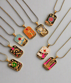 Hecate Oil Drip Tarot Card Necklaces / 18K Gold Plated - Nina Kane Jewellery