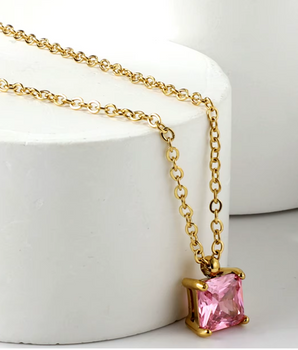 Artemis Solitaire Gem Necklaces / 18K Gold Plated - Nina Kane Jewellery
