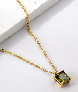 Artemis Solitaire Gem Necklaces / 18K Gold Plated - Nina Kane Jewellery