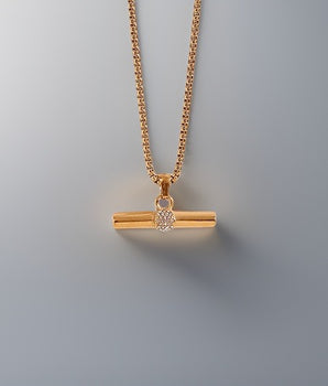 Lena T-Bar Clear Zircon Pendant / 18K Gold Plated - Nina Kane Jewellery