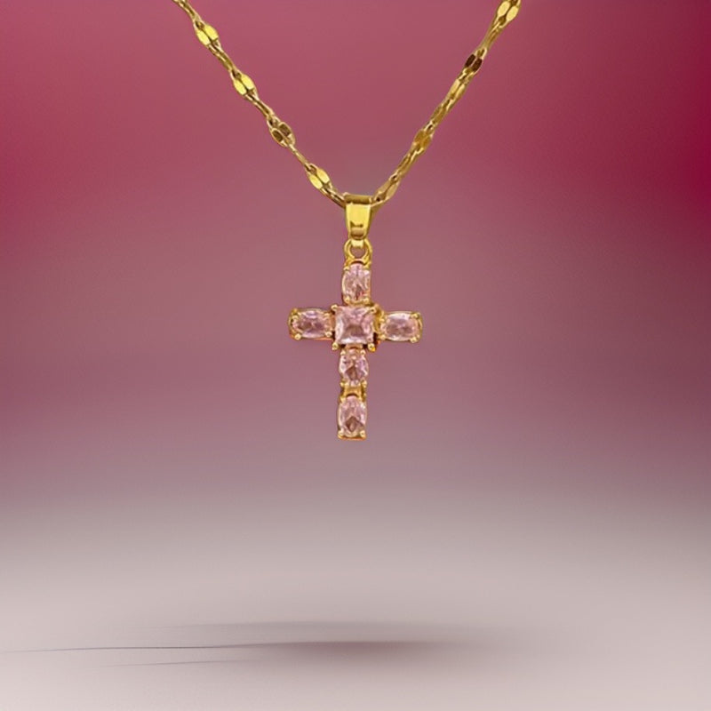 Lucky Rhinestone Cross / 18K Gold Plated