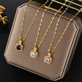 Quinn Square Crystal Pendants / Stainless Steel view 2