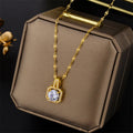 Quinn Square Crystal Pendants / Stainless Steel view 3