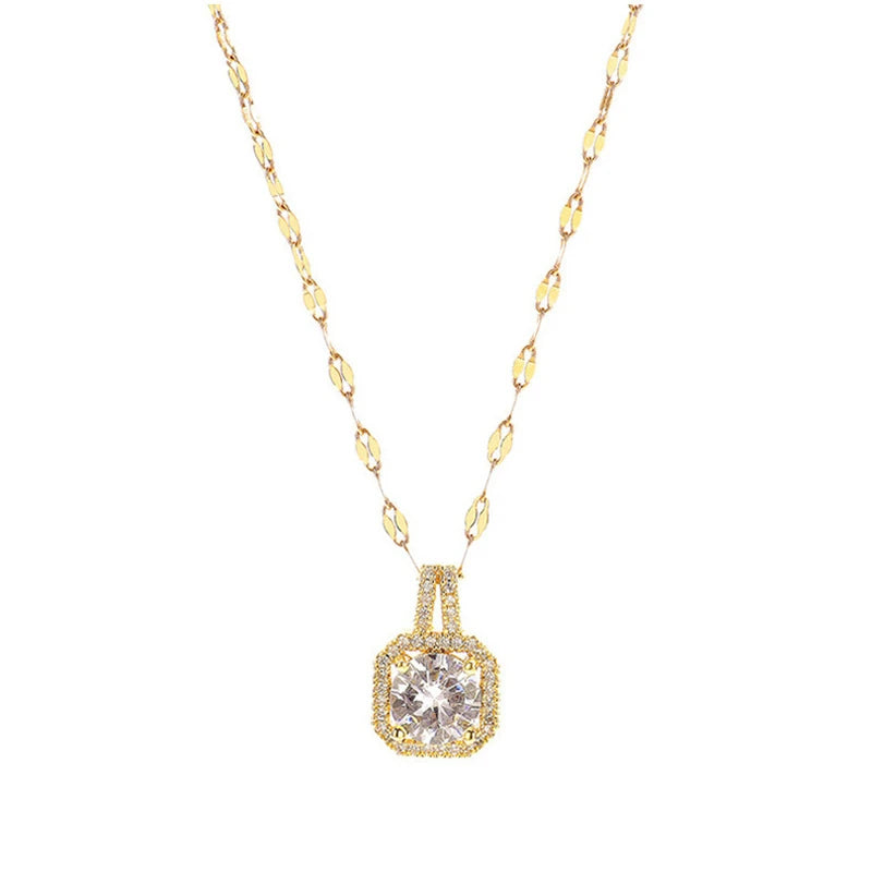Quinn Square Crystal Pendants / Stainless Steel