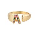 Rainbow Letter Innitial Rings / 18K Gold Plated view 3