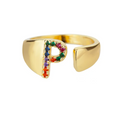 Rainbow Letter Innitial Rings / 18K Gold Plated view 18