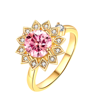 Angelica Pink Flower Spinning Ring / 925 Sterling Silver - Nina Kane Jewellery