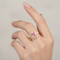 Angelica Pink Flower Spinning Ring view 2