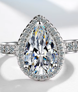 Carlotta Teardrop Cubic Zirconia Ring / 925 Sterling Silver - Nina Kane Jewellery